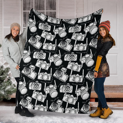 Camera Pattern Print Design 01 Premium Blanket