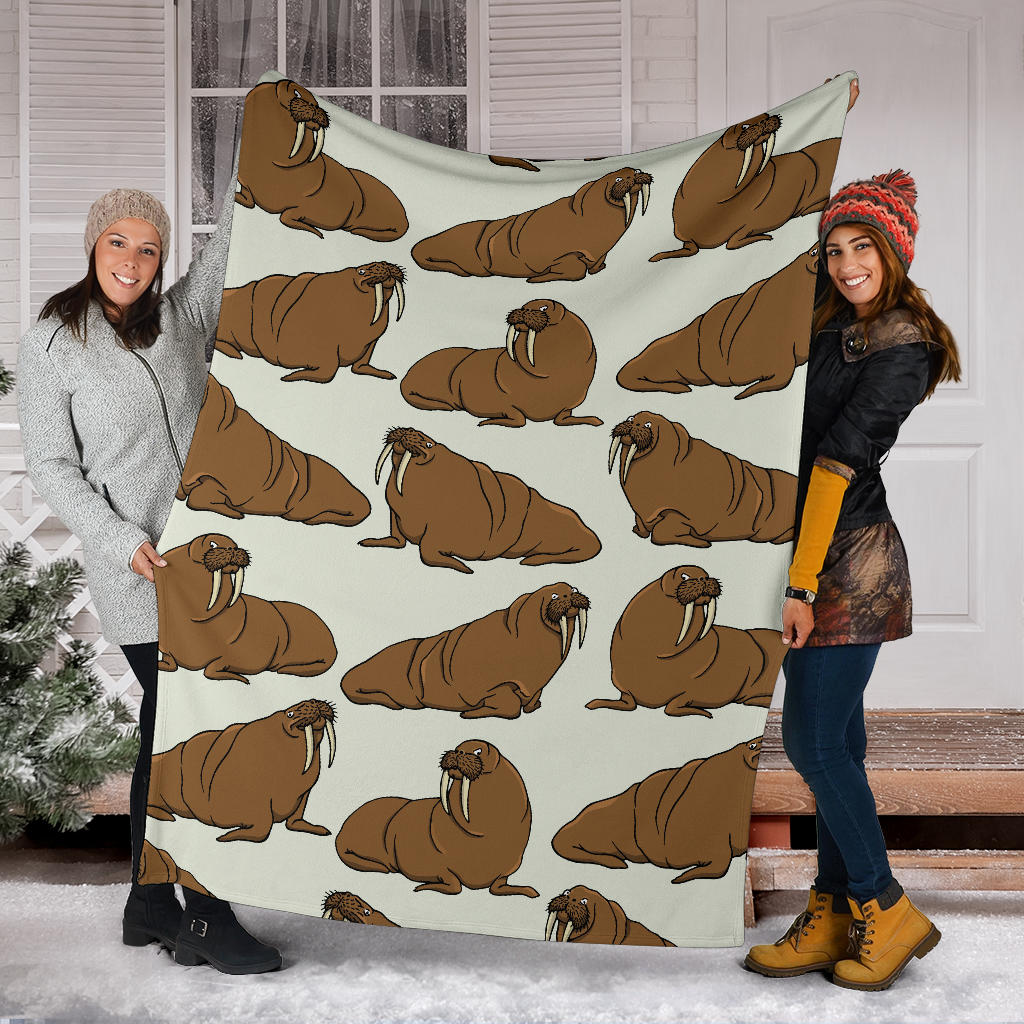 Walrus Pattern Print Design 03 Premium Blanket