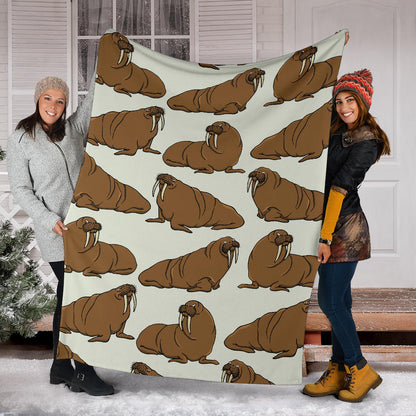 Walrus Pattern Print Design 03 Premium Blanket