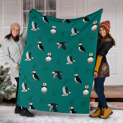 Puffin Pattern Print Design A02 Premium Blanket