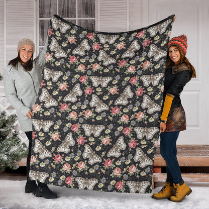 Butterfly Flower Pattern Print Design 07 Premium Blanket
