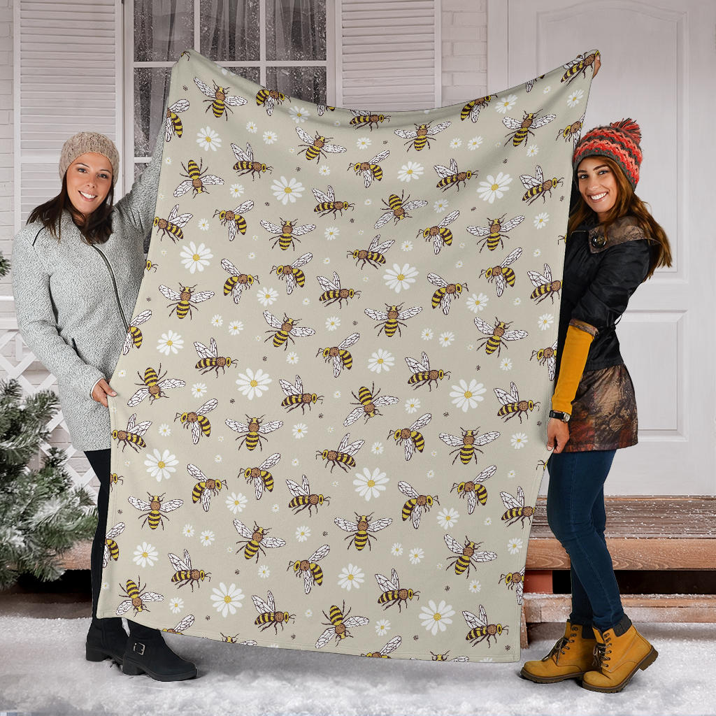 Bee Pattern Print Design 03 Premium Blanket