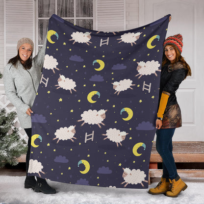 Sheep Night Pattern Print Design 02 Premium Blanket