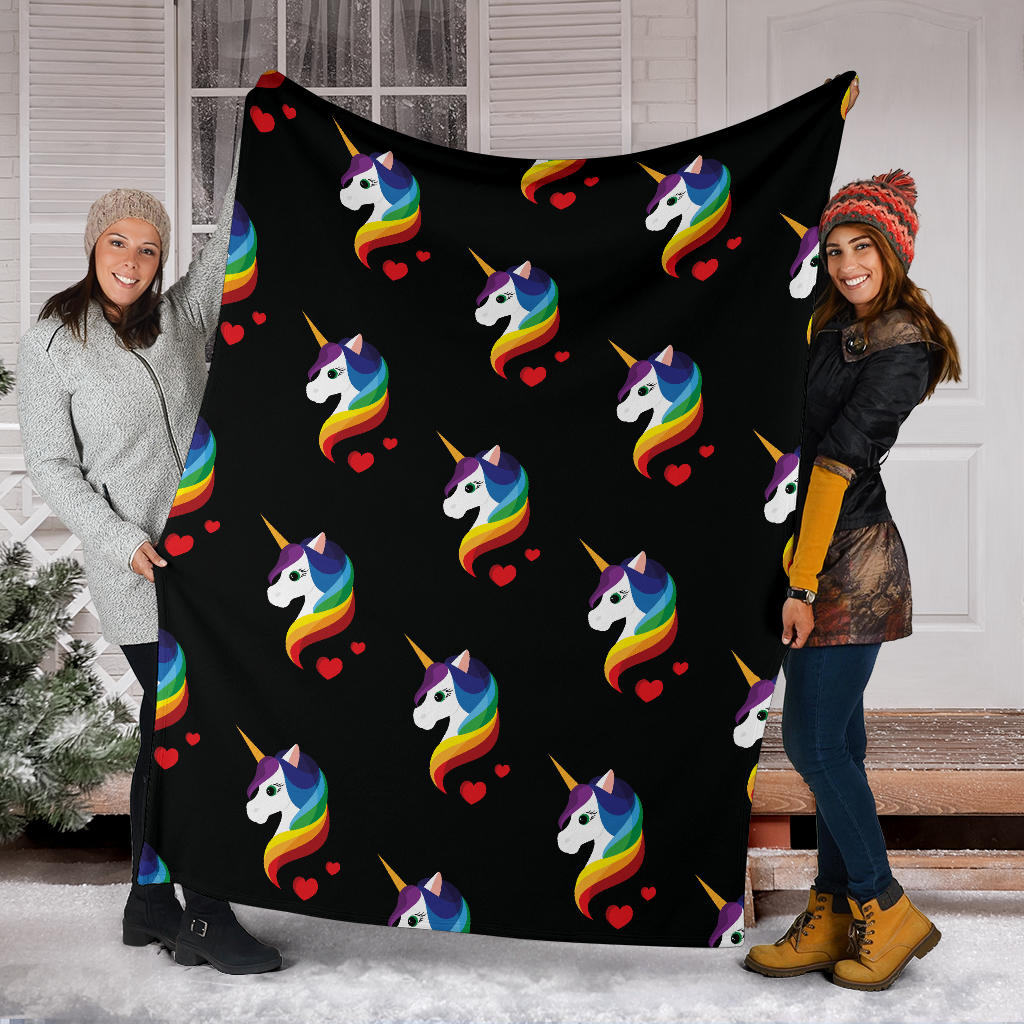Rainbow Unicorn Pattern Print Design A03 Premium Blanket
