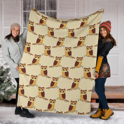 Owl Pattern Print Design A07 Premium Blanket