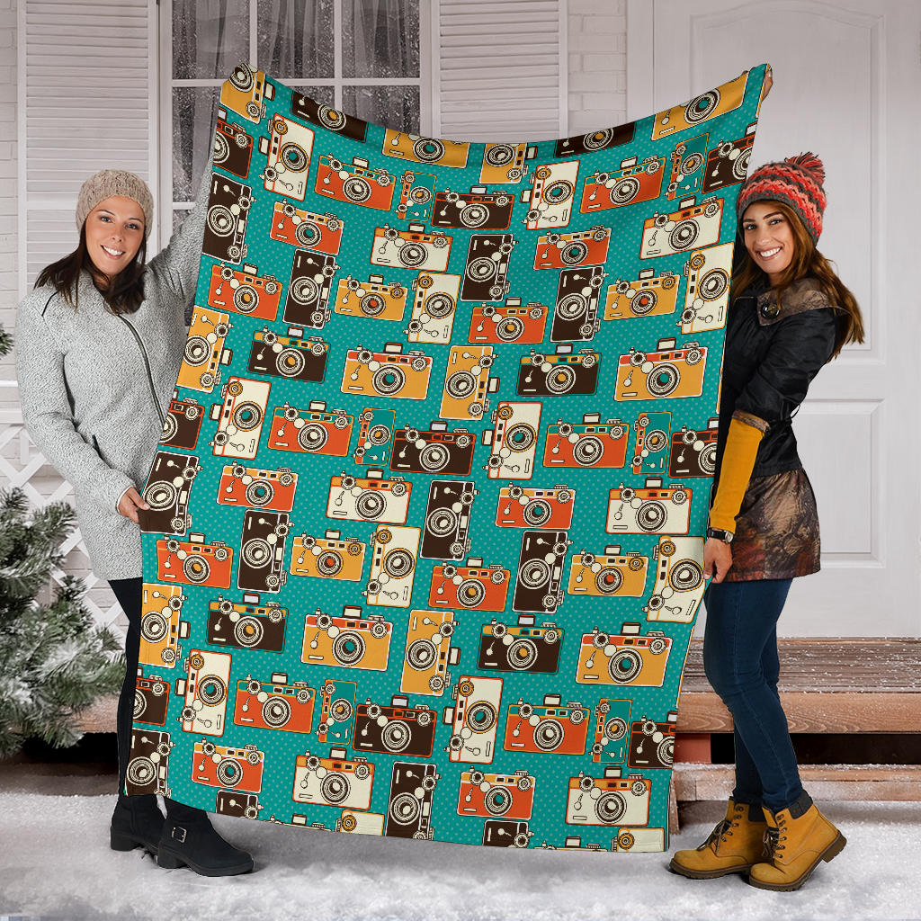 Camera Pattern Print Design 02 Premium Blanket