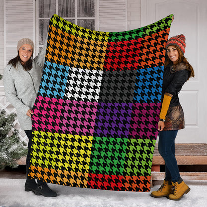 Houndstooth Colorful Pattern Print Design 01 Premium Blanket