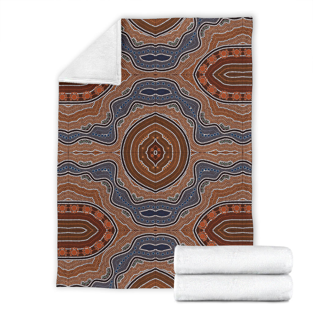 Aboriginal Pattern Print Design 01 Premium Blanket