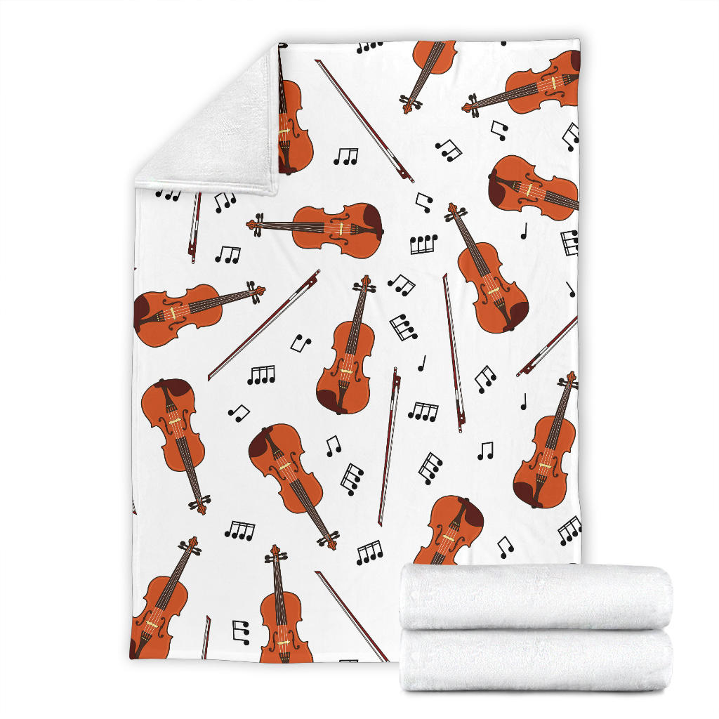Violin Pattern Print Design 02 Premium Blanket