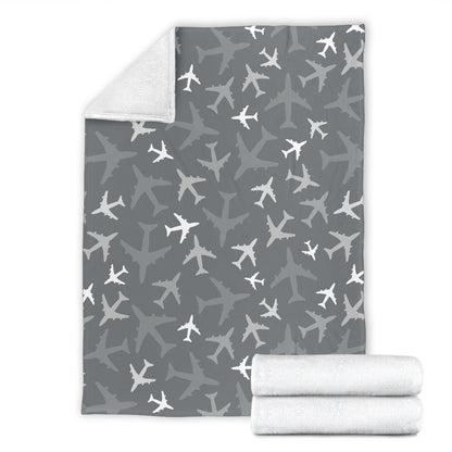 Airplane Pattern Print Design 02 Premium Blanket