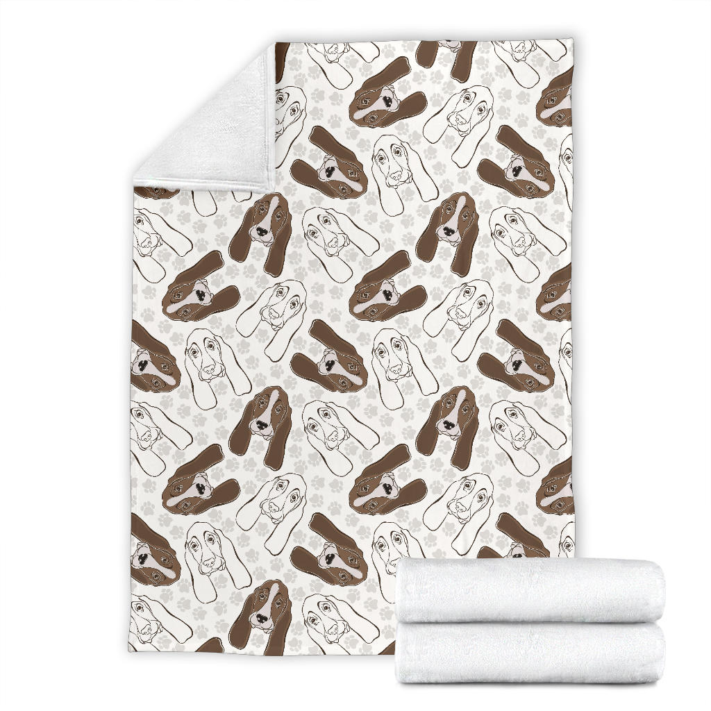 Basset Hound Pattern Print Design 01 Premium Blanket
