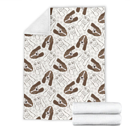 Basset Hound Pattern Print Design 01 Premium Blanket