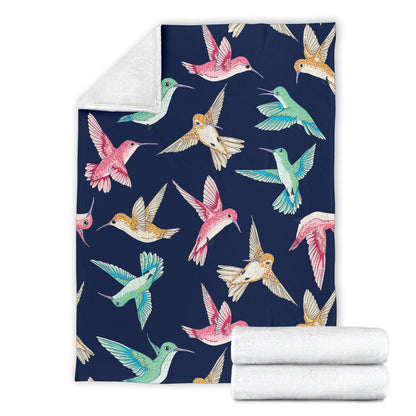 Hummingbird Cute Pattern Print Design 01 Premium Blanket