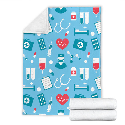 Nurse Pattern Print Design A03 Premium Blanket