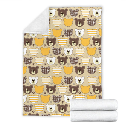Bear PatchworkPattern Print Design 01 Premium Blanket