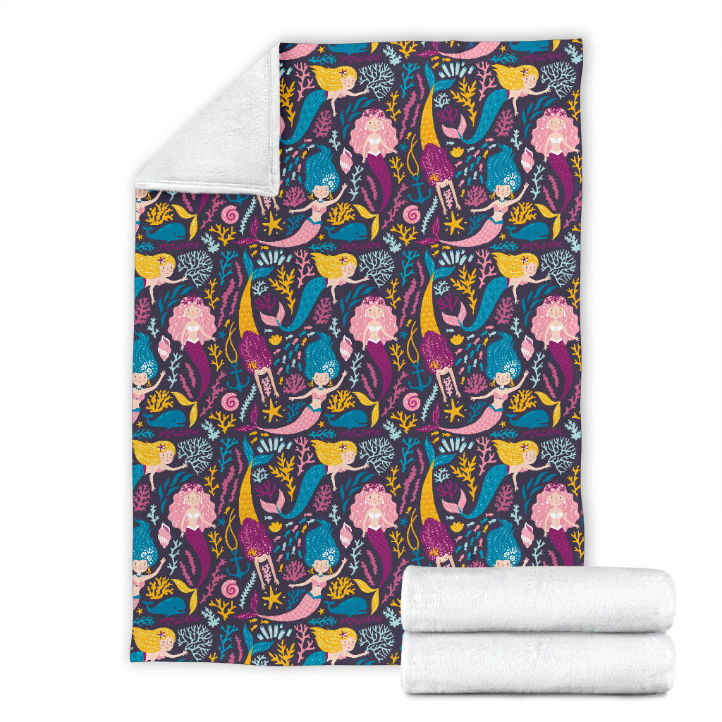 Mermaid Pattern Print Design 08 Premium Blanket