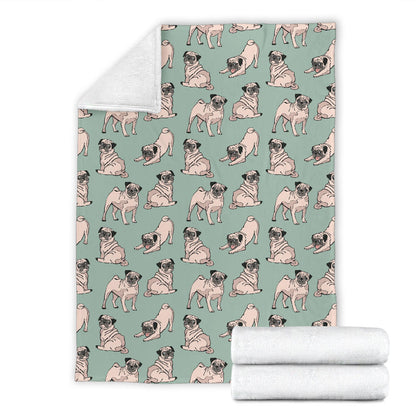 Pug Pattern Print Design A01 Premium Blanket