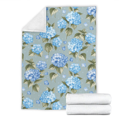 Hydrangea Pattern Print Design 01 Premium Blanket
