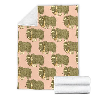 Yak Pattern Print Design 01 Premium Blanket