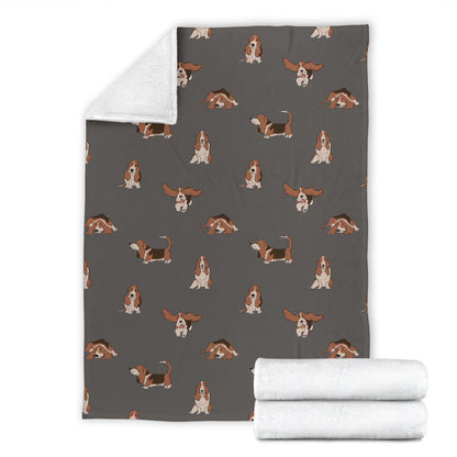 Basset Hound Pattern Print Design 03 Premium Blanket