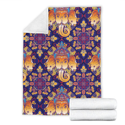 Ganesha Pattern Print Design 01 Premium Blanket