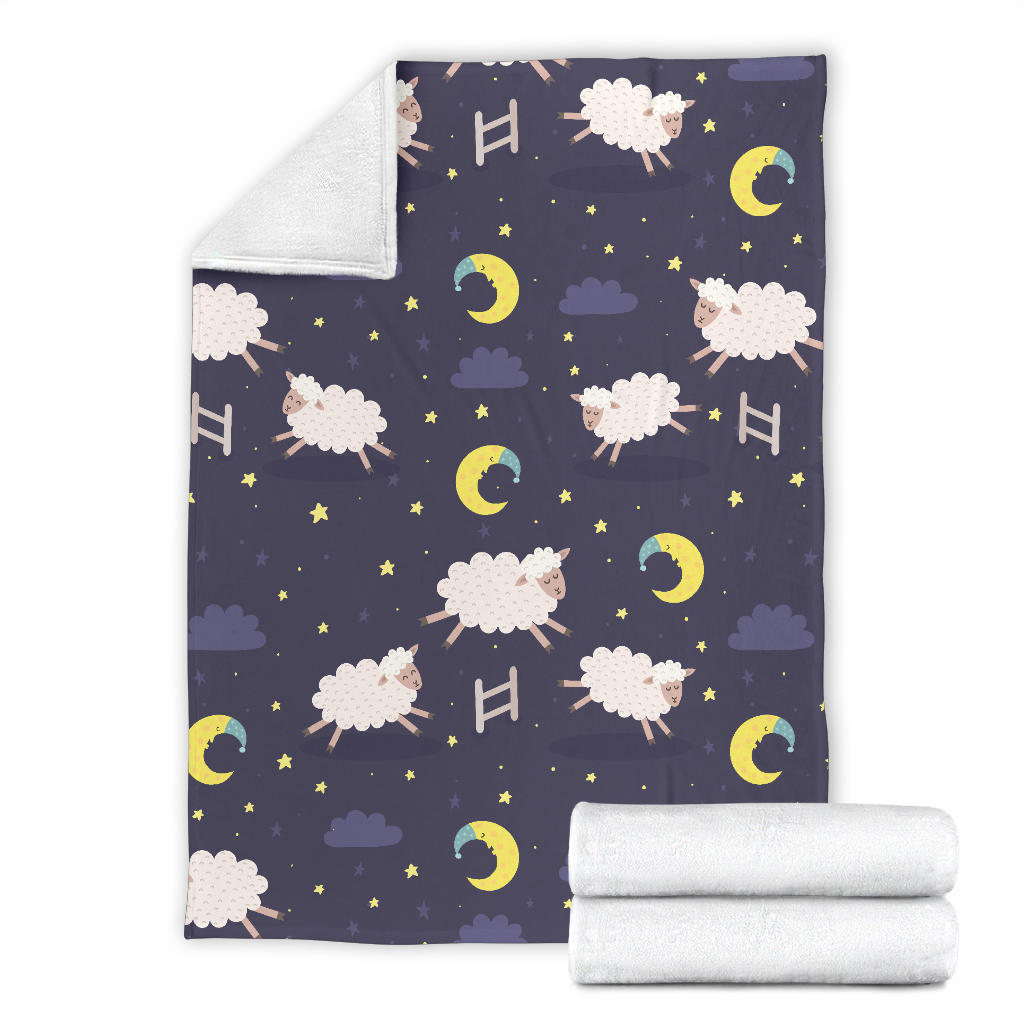 Sheep Night Pattern Print Design 02 Premium Blanket