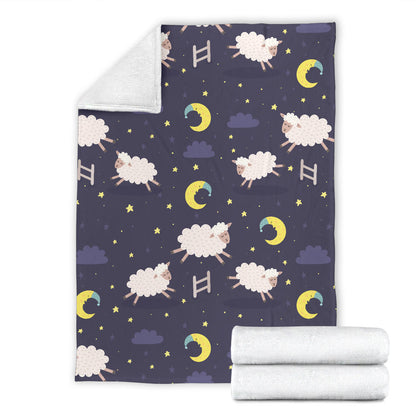 Sheep Night Pattern Print Design 02 Premium Blanket