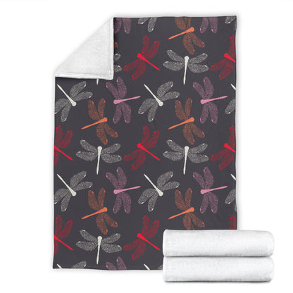 Dragonfly Pattern Print Design 01 Premium Blanket