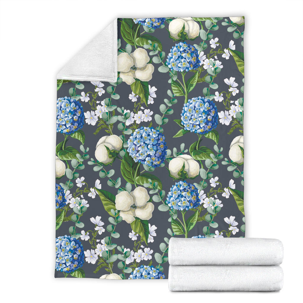 Hydrangea Pattern Print Design 02 Premium Blanket