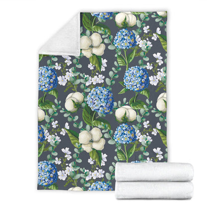 Hydrangea Pattern Print Design 02 Premium Blanket