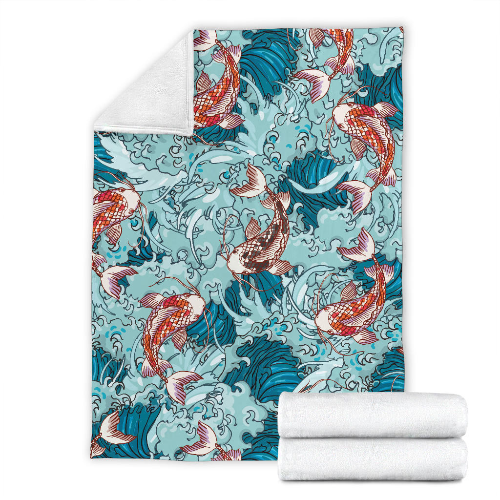 KOI Fish Pattern Print Design 05 Premium Blanket