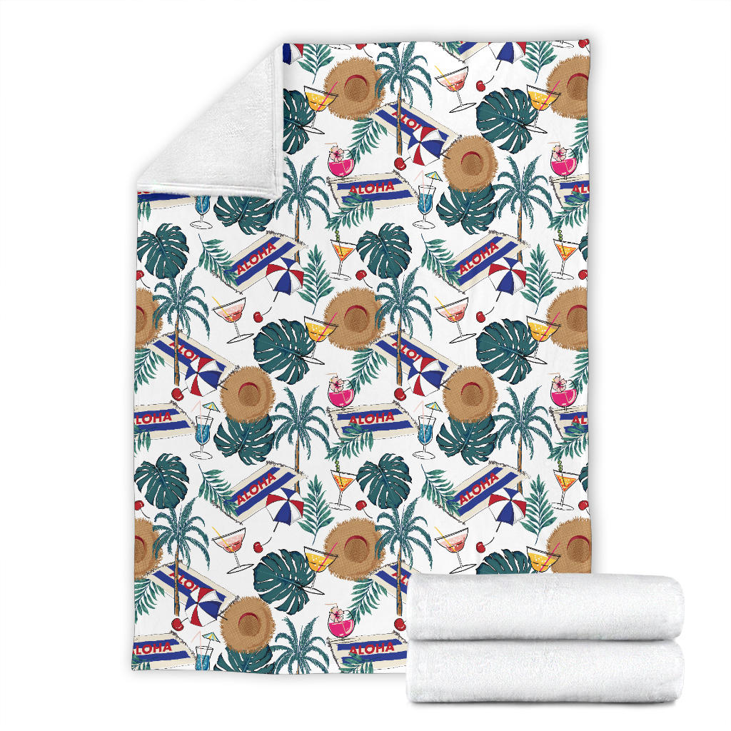 Aloha Hawaii Beach Pattern Print Design 04 Premium Blanket