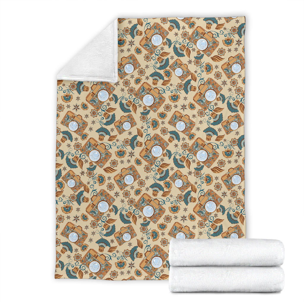 Camera Pattern Print Design 05 Premium Blanket