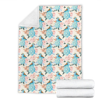 Bluebird Pattern Print Design 03 Premium Blanket