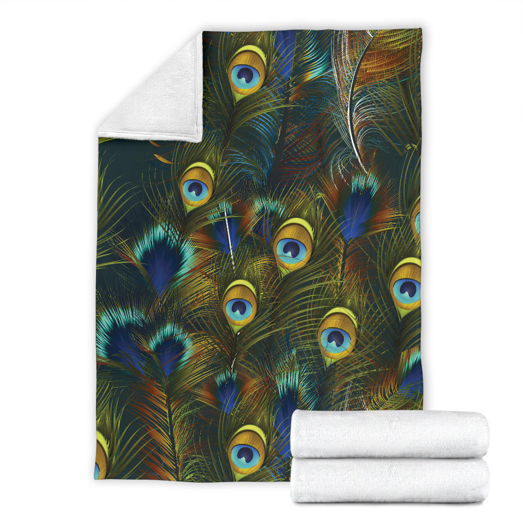 Peacock Feather Pattern Print Design A03 Premium Blanket