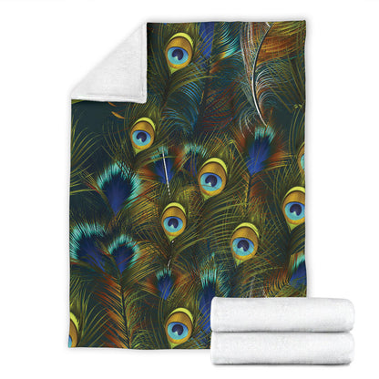 Peacock Feather Pattern Print Design A03 Premium Blanket