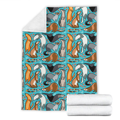 Ferret Pattern Print Design 03 Premium Blanket