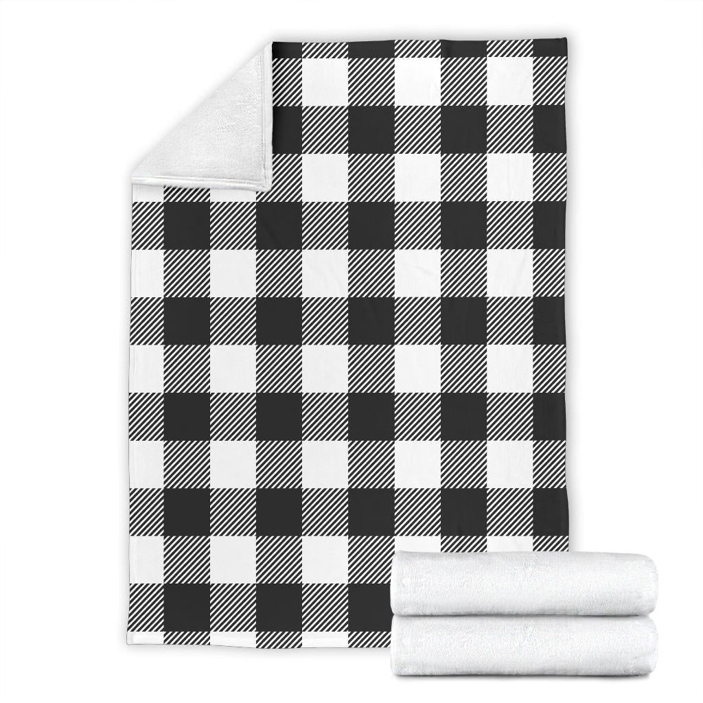 Buffalo check Black white Pattern Print Design 04 Premium Blanket