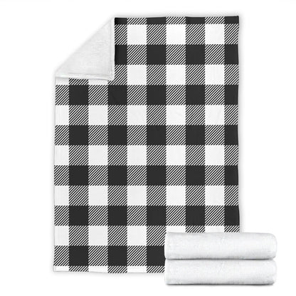 Buffalo check Black white Pattern Print Design 04 Premium Blanket