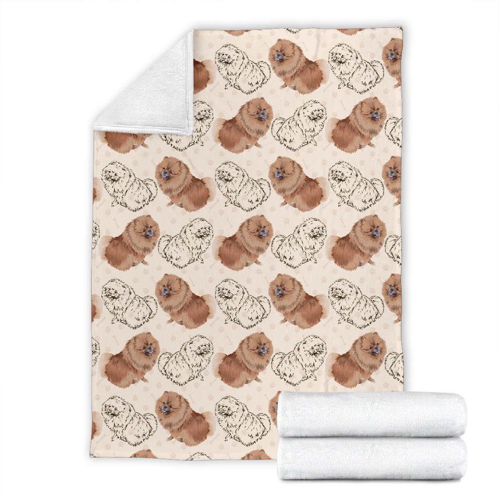 Pomeranians Pattern Print Design A01 Premium Blanket