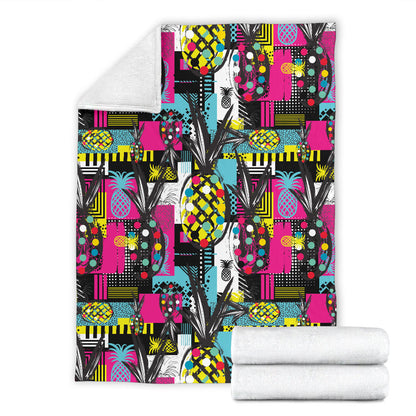 Pop Art Pineapple Pattern Print Design A02 Premium Blanket