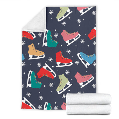 Ice Skate Pattern Print Design 04 Premium Blanket