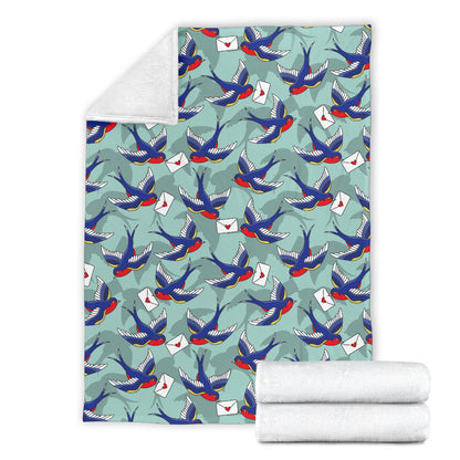 Swallow Bird Pattern Print Design 02 Premium Blanket
