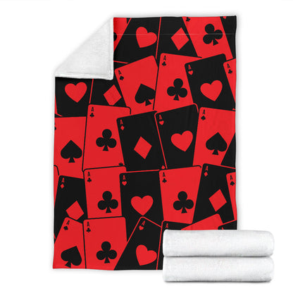 Poker Cards Pattern Print Design A01 Premium Blanket