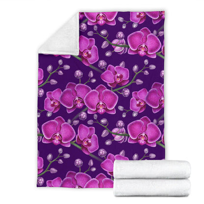 Orchid Pattern Print Design A03 Premium Blanket