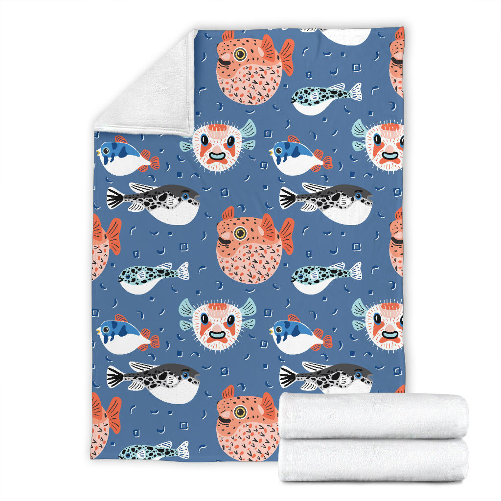 Fugu Pattern Print Design 02 Premium Blanket