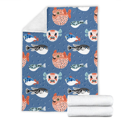 Fugu Pattern Print Design 02 Premium Blanket