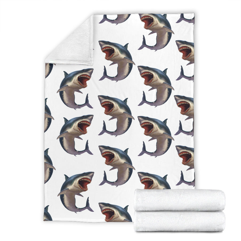 Great White Shark Pattern Print Design 03 Premium Blanket
