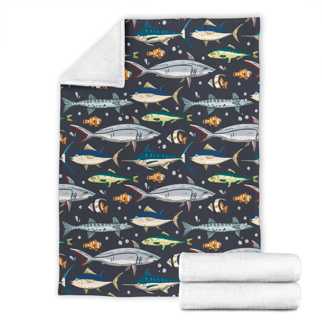 Swordfish Pattern Print Design 04 Premium Blanket