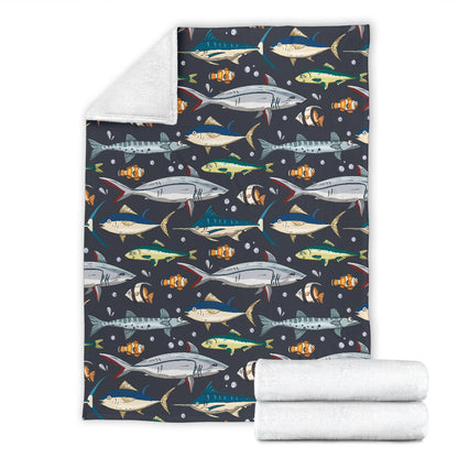 Swordfish Pattern Print Design 04 Premium Blanket